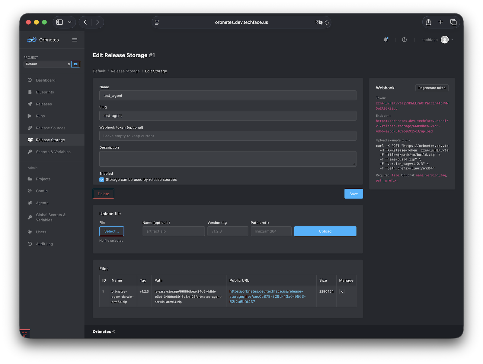 Release storage edit and upload flow